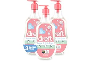 DREFT Bottle and Dish Soap | Made to Clean Baby Bottles, Sippy Cups, Pacifiers, Breast Pumps, & More | Gently Removes Milk Film & Odors | Plant Based, Fragrance Free Dish Soap | 18 Fl Oz (Pack of 3)