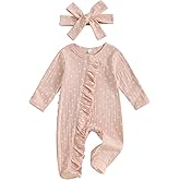 Yoawdats Newborn Baby Girl Clothes Cute Sleep&Play Footie Sleepers Romper Pajamas Strawberry Floral Print for Fall Winter