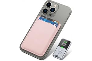 Magnetic Wallet Card Holder for iPhone 17/16/15/14/13/12 Series, Stronger Magnetic RFID Leather Stick-on Phone Case, Light Pi