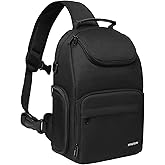 MOSISO Camera Sling Bag, DSLR/SLR/Mirrorless Camera Case Crossbody Photography Backpack with Tripod Holder&Removable Modular Inserts&PU Handle Compatible with Canon/Nikon/Sony, Black