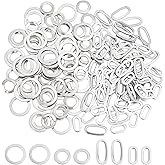 UNICRAFTALE About 160pcs 2 Sizes Ring/Oval Linking Ring Stainless Steel Linking Circle Connectors Metal Charm for Bracelet Necklace Jewelry Making Stainless Steel Color