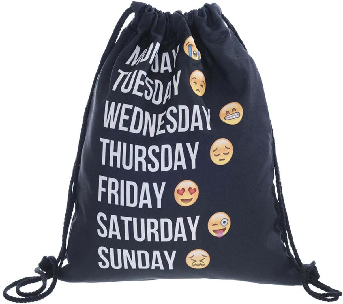 flora mcqueen 18"x13.75" Emoji Backpack Soft Polyester Drawstring Backpacks for Teen Girls Drawstring Bag Cool Emojies
