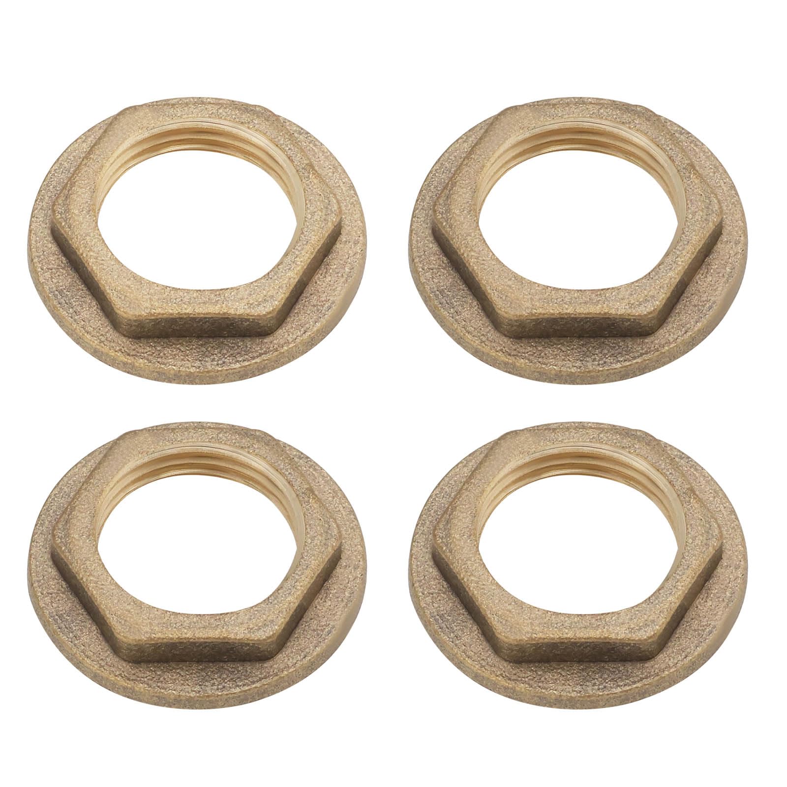 VGOL 4pcs 3/8 BSP Brass Female Nut Hexagonal Flange Nut Faucet Pipe Accessories for Tap Connection Pipe Connection Yellow 26x15.5x5mm
