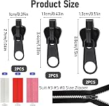 RRICHH 6PCS Zipper Repair Kit Zip Puller Replacement Set for #3 #5 #8 view 3