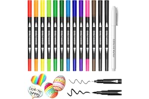 HERBEKLAB Edible Markers - 14 Colors Double Sided Food Coloring Pens with Fine & Thick Tips for Cookie Decorating, Fondant, Desserts & Easter Eggs