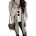 Sidefeel Womens 2024 Fall Winter Long Sleeve Open Front Cardigan Sweaters Oversized Checkered Chunky Knit Sweaters Coat