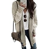 Sidefeel Womens 2025 Fall Outfits Long Sleeve Open Front Cardigan Sweaters Oversized Checkered Chunky Knit Sweaters Coat