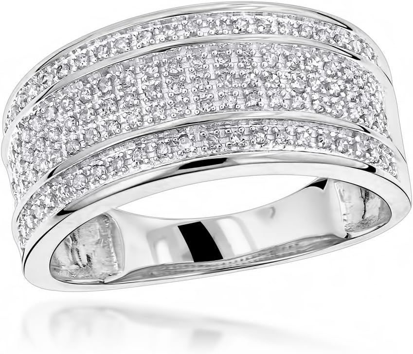 Unique Wedding Bands 10K Five Row Natural 0.4 Ctw Diamond Ring For Men