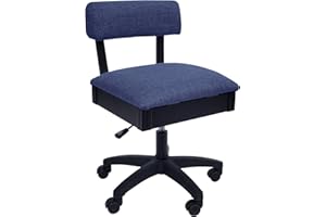 Arrow Sewing H8130 Adjustable Height Hydraulic Sewing and Craft Chair with Under Seat Storage and Solid Fabric, Duchess Blue Fabric