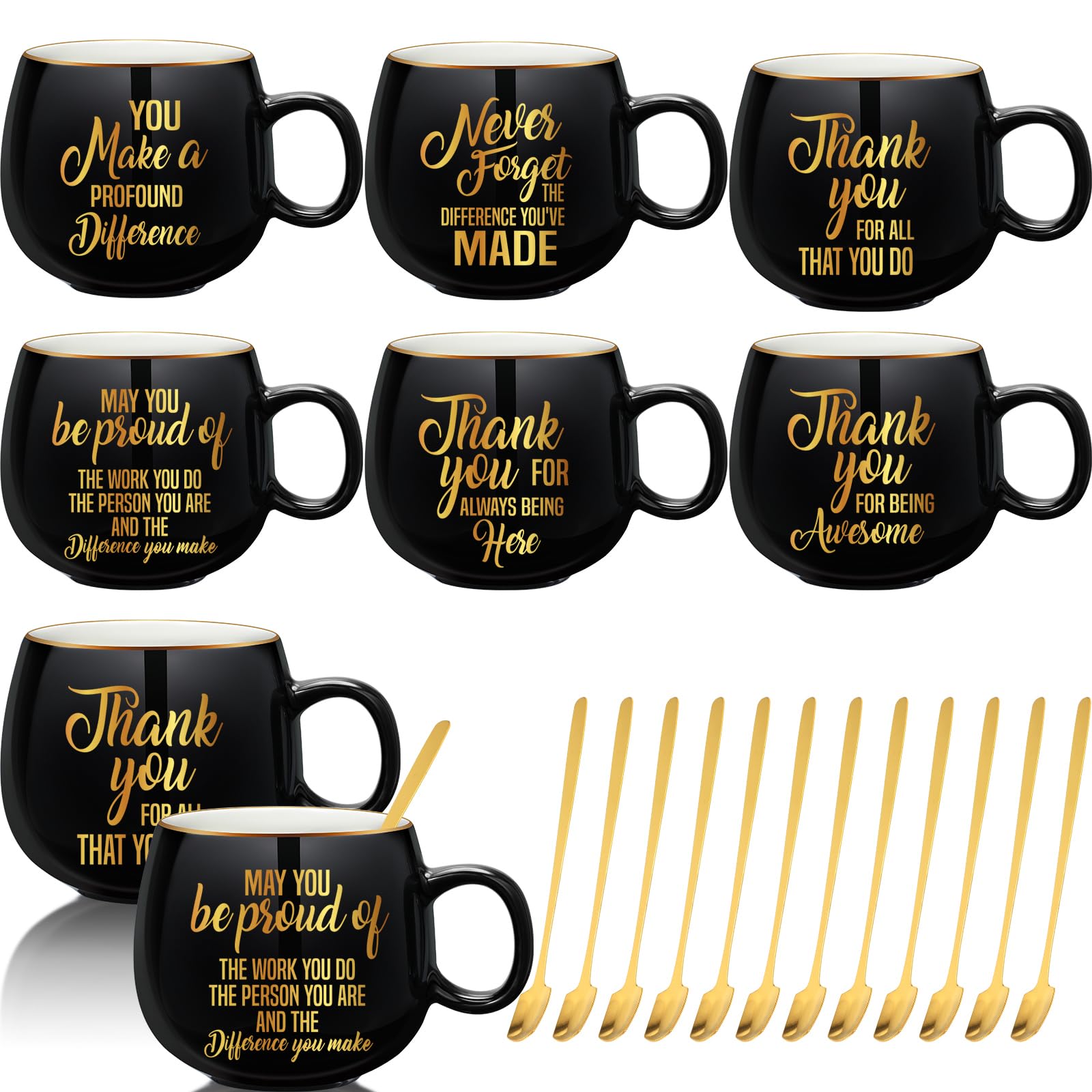 Photo 1 of Tioncy 12 Sets Employee Appreciation Gifts 12 oz Ceramic Coffee Mugs with Spoons Thank You Gifts Inspirational Cups for Women Men Coworkers Friends Teachers for Thanksgiving Christmas