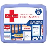 BAND-AID Brand Travel Ready Portable First Aid Kit, 80 Piece | Emergency Essentials for Minor Wound Care, Bandages, Neosporin &amp; Tylenol, Perfect for Home, Car, Camping, Outdoors &amp; Travel