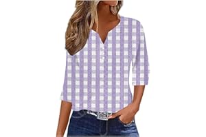 TXXEOSS Womens 3/4 Sleeve Tops V Neck Tee Casual Eyelet Hollow Shirts Button V Neck Dressy Casual Shirts Elegant Blouse