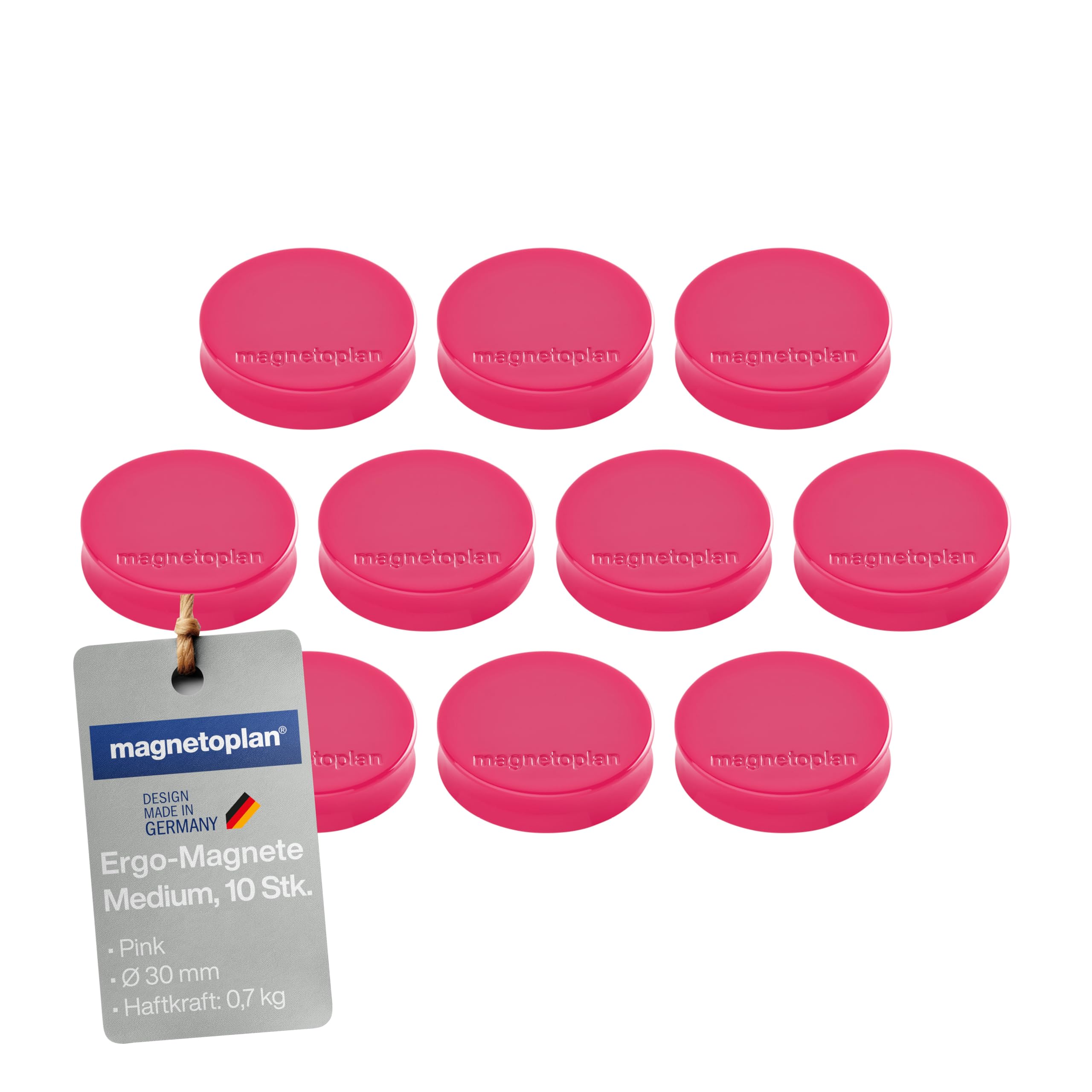 Ergo Magnets, Medium, Diameter 30 mm x 8 mm, Pack of 10 Pink