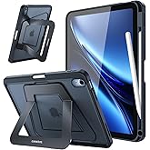Fintie Shockproof Case for iPad (A16) 11th Generation 11 Inch (2025), iPad 10th Generation 10.9 Inch (2022) - [Built-in Pencil Holder] Slim Frosted Protective Cover with Multi-Angle Kickstand, Black