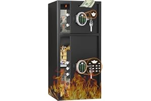 RifleVault Large Double Door Safe Box for Home Office, 6.5 Cu ft Security Safe with Deposit Slot, LED Light and Dual Alarm Sy