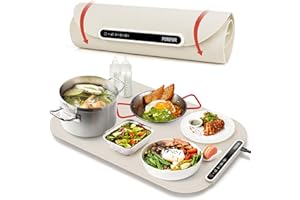 Electric Warming Mat for Food, 3 Adjustable Temperature - PONPUR Silicone Food Warmer Tray for Parties, Full Surface Heating, Auto Power Off, Foldable Hot Plate for Gatherings, Buffet, Family Meals
