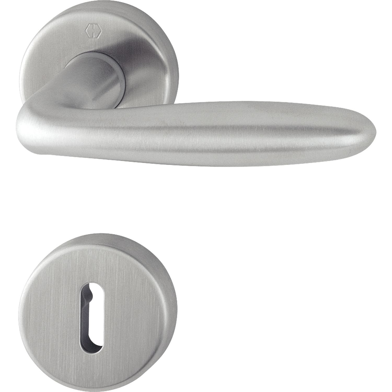 HOPPE Verona 2819351 Handle Set with Rosettes BB (Deadlock), Matt Stainless Steel