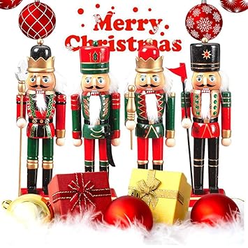 Perfuw Wooden Nutcrackers Set Of 4 Pcs Soldier Nutcracker