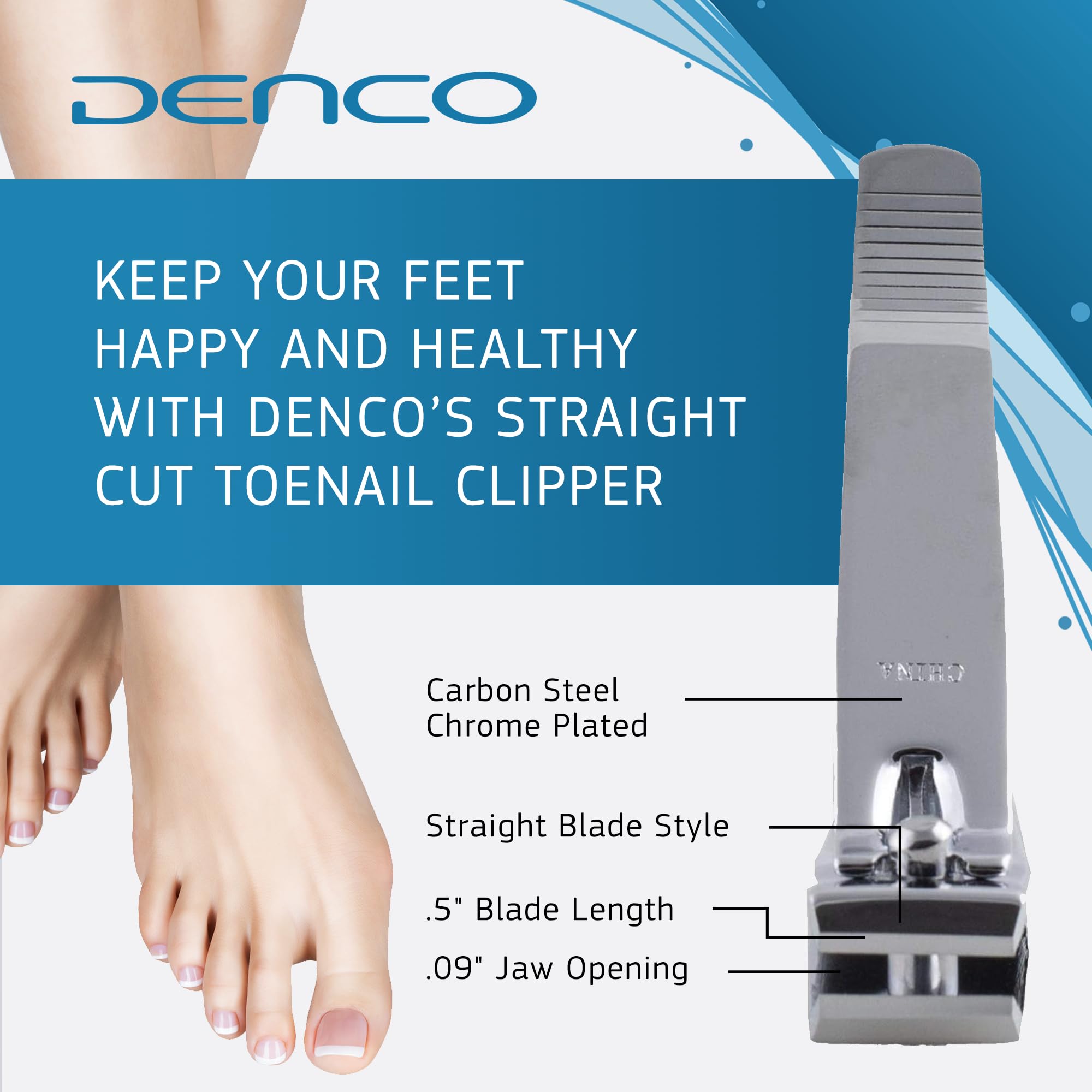 Denco Straight Cut Toenail Clipper,Silver,1 Count (Pack of 1),3559N