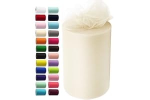 IONTACH Ivory Tulle Fabric Rolls 6 Inch by 100 Yards (300 feet) Fabric Spool Tulle Ribbon for DIY Ivory Tutu Bow Baby Shower Birthday Party Wedding Decorations Christmas Craft Supplies