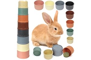 RANSLEN Ranlsen 8PCS Stacking Cups for Rabbits, Multi-Colored Bunny Toys of Different Sizes, Reusable Plastic Nesting Treat Toys for Bunny Small Animals Hiding Food and Playing