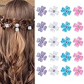 20 Pcs Mini Flower Hair Clips with Rhinestone Cute Hair Pins Decorative Hair Clips Wedding Hair Barrettes Bridal Hair Nonslip Bangs Accessories for Girls Women (White Pink Purple Blue)