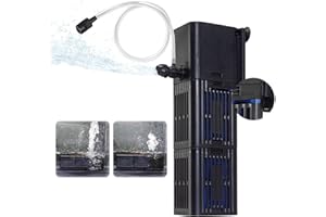 TARARIUM Aquarium Filter Water Flow Adjustable for 55-200 Gallon Fish Turtle Tank 400GPH Biochemical Filtration 4in1 Submersible Internal Powerful Pumps & Filters Keep Freshwater Saltwater Crystal Clear Large