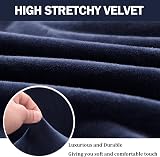 Teynewer Thick Velvet Sofa Cover 1 Seater Blue High Stretch Non-Slip Protector view 3