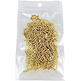 50Pcs 4 Inch Ball Beads Chain with Connectors,Bulk Metal Small Keychain for DIY Hanging Decoration & Craft Use & Dog Tag (50 Gold)