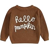 Toddler Baby Girl Boy Halloween Outfit Pumpkin Embroidery Knit Sweater Sweatshirt Outerwear Fall Winter Clothes