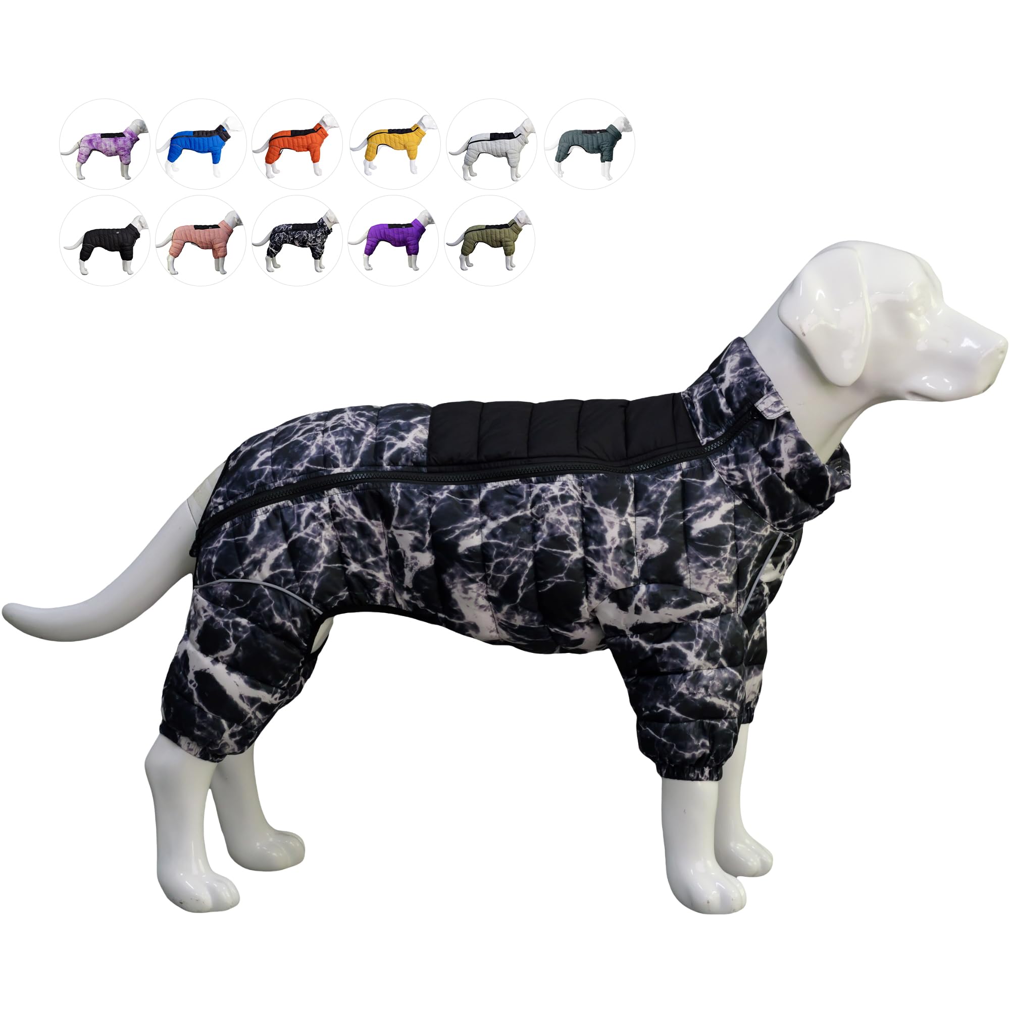 Micai Dog Warm Jacket, Waterproof Windproof Reflective Vest, Zippered Adjustable Outdoor Snow Jacket for Small to Large Dogs, Black XL