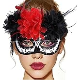 BODIY Halloween Masquerade Mask Flower Skull Day of the Dead Eyemask for Women Men Costume Masks Mardi Gras Half Mask
