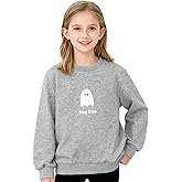 Seechoslo NEW 6-14Y Girls Cute Ghost Graphic Sweatshirt Cotton Soft Pullover Casual Fall Tops
