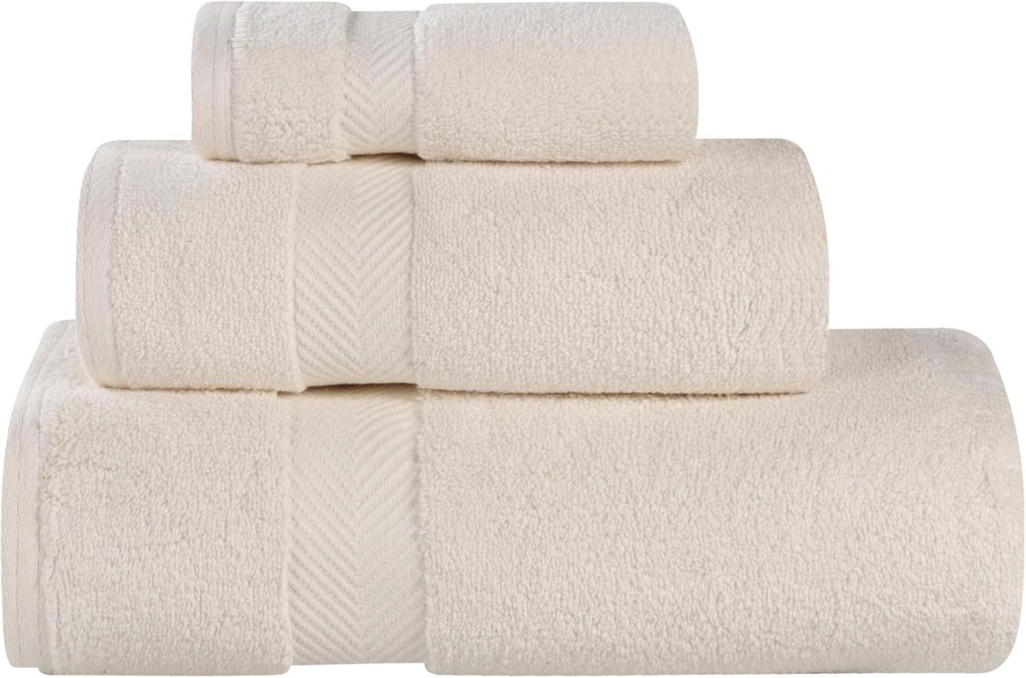 Superior Collection 100% Zero Twist Cotton Super Soft and Absorbent 3-Piece Towel Set, Ivory — image 1