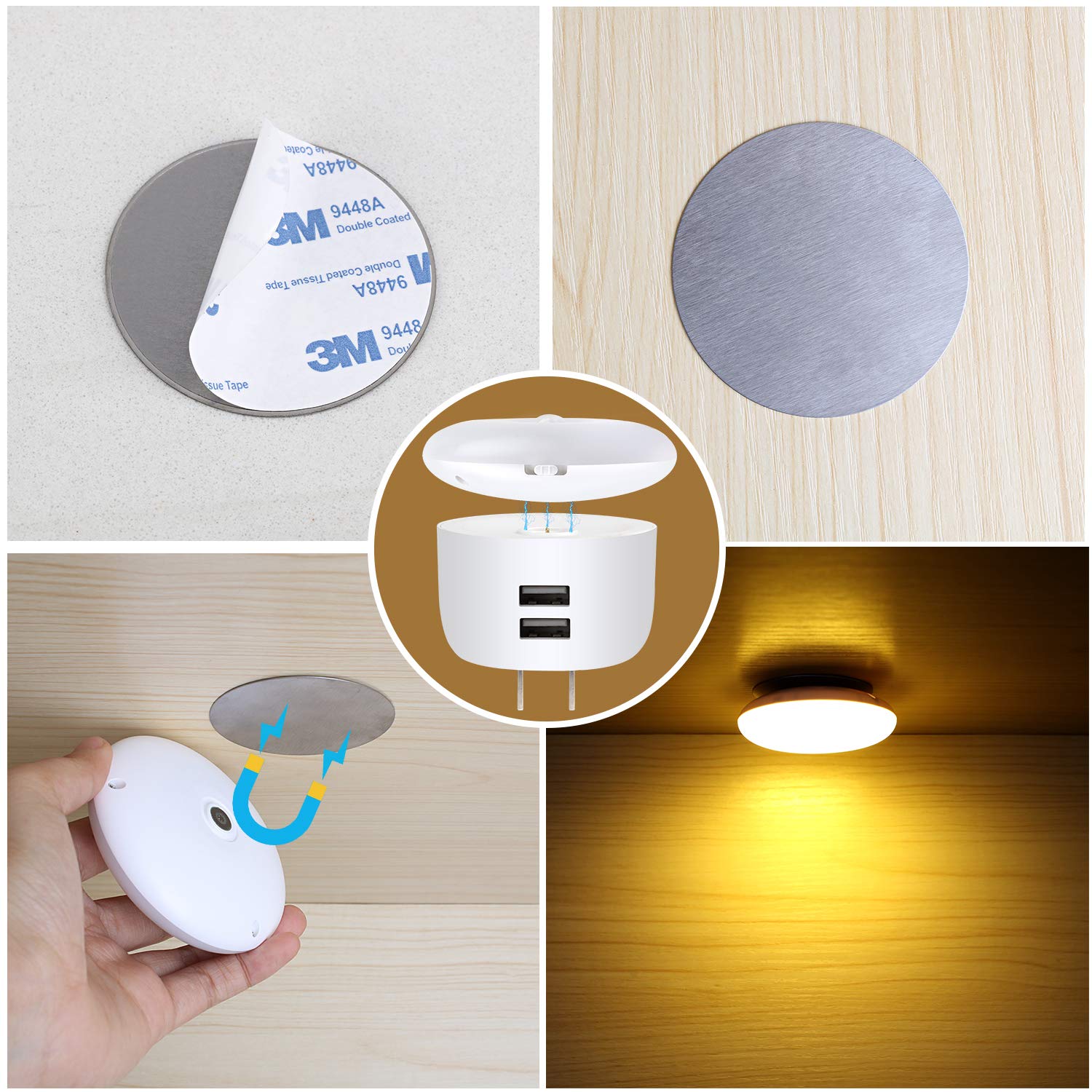 Motion Sensor Night Light with Charger,Momen LED Movement Sensor Light with Magnetic Base for Bedroom,Bathroom,Hallway,Stairs,Kitchen,Closet,Kids and More