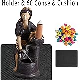 Backflow Incense Burner and 60 PCS Backflow Incense Cones, Figurine Home Decor Statue Ornaments Artwork Gift