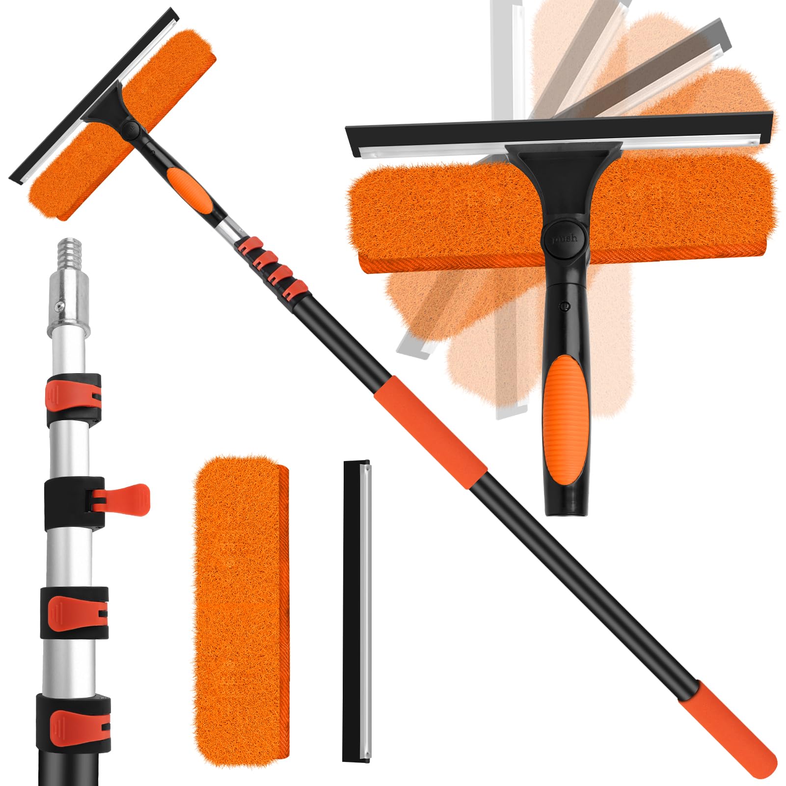 Photo 1 of 26FT High Window Cleaning Kit with Pole, 2 in 1 Window Squeegee for Window Cleaning,5-20FT Professional Window Cleaning Kit with Pole,180°Rotatable Squeegee for Indoor/Outdoor High Windows,Home,Car