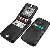 KIHUWEY Compatible with iPhone 14 Case Wallet with Credit Card Holder, Flip Premium Leather Magnetic Clasp Kickstand Heavy Duty Protective Cover for iPhone 14 6.1 Inch (Black)