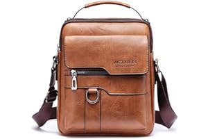 Hjkiopc Zipper Buckle Leather Messenger Bag Crossbody Shoulder Bag Vintage Handle Bags