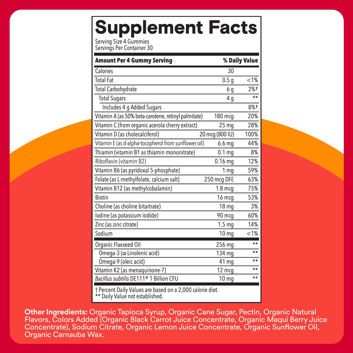 SmartyPants Organic Kids Multivitamin Gummies: Probiotics, Omega 3 (ALA), Vitamin D3, C, Vitamin B12, B6, A, K & Zinc for Immune Support, Biotin, Three Fruit Flavors, 120 Count (30 Day Supply)