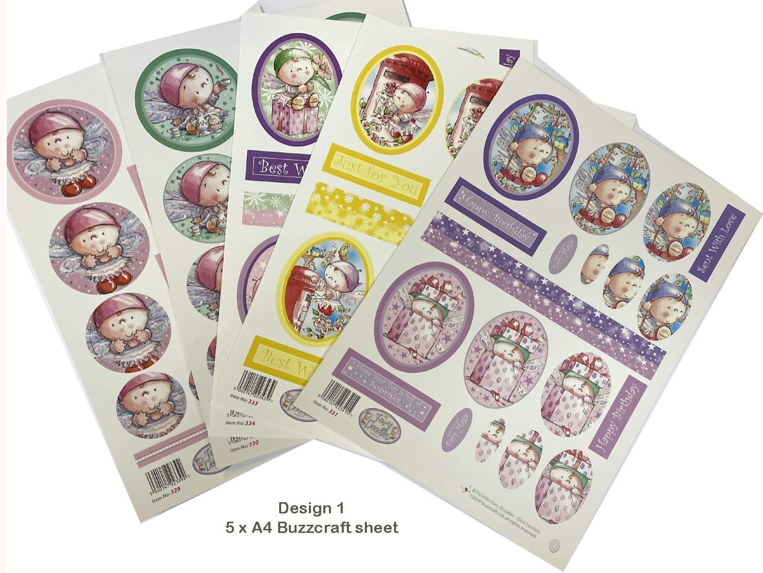 buzz craft5 x A4 Die Cut 3D Pyramage Circle & Oval Stacks - Fairy Doodles