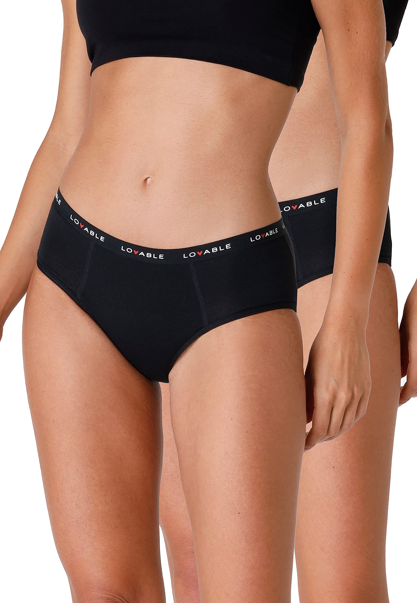 Lovable Women's Underwear Normal Flow Period Panties Bi-Pack, Nero, L (Pack of 2)
