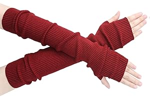 SEYUFN Winter Fingerless Long Gloves for Women Cashmere Blended Knitted Arm Warmers Super Soft Black Arm Sleeves