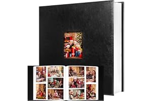 Aevdor 1000 Pockets Photo Album 4x6, Extra Large Capacity Leather Cover Wedding Family Photo Albums Holds 1000 Horizontal and Vertical Photos, Acid-free Pages 4x6 Photo Album with Front Window (Black)