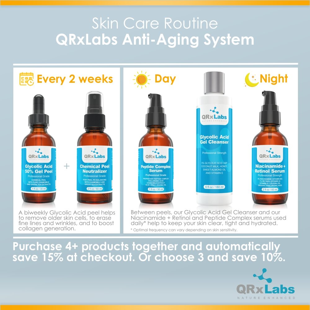 Glycolic Acid 50% Gel Peel with Chamomile and Green Tea Extracts - Professional Grade Chemical Face Peel for Acne Scars, Collagen Boost, Wrinkles, Fine Lines - Alpha Hydroxy Acid - 1 Bottle of 1 fl oz: Beauty