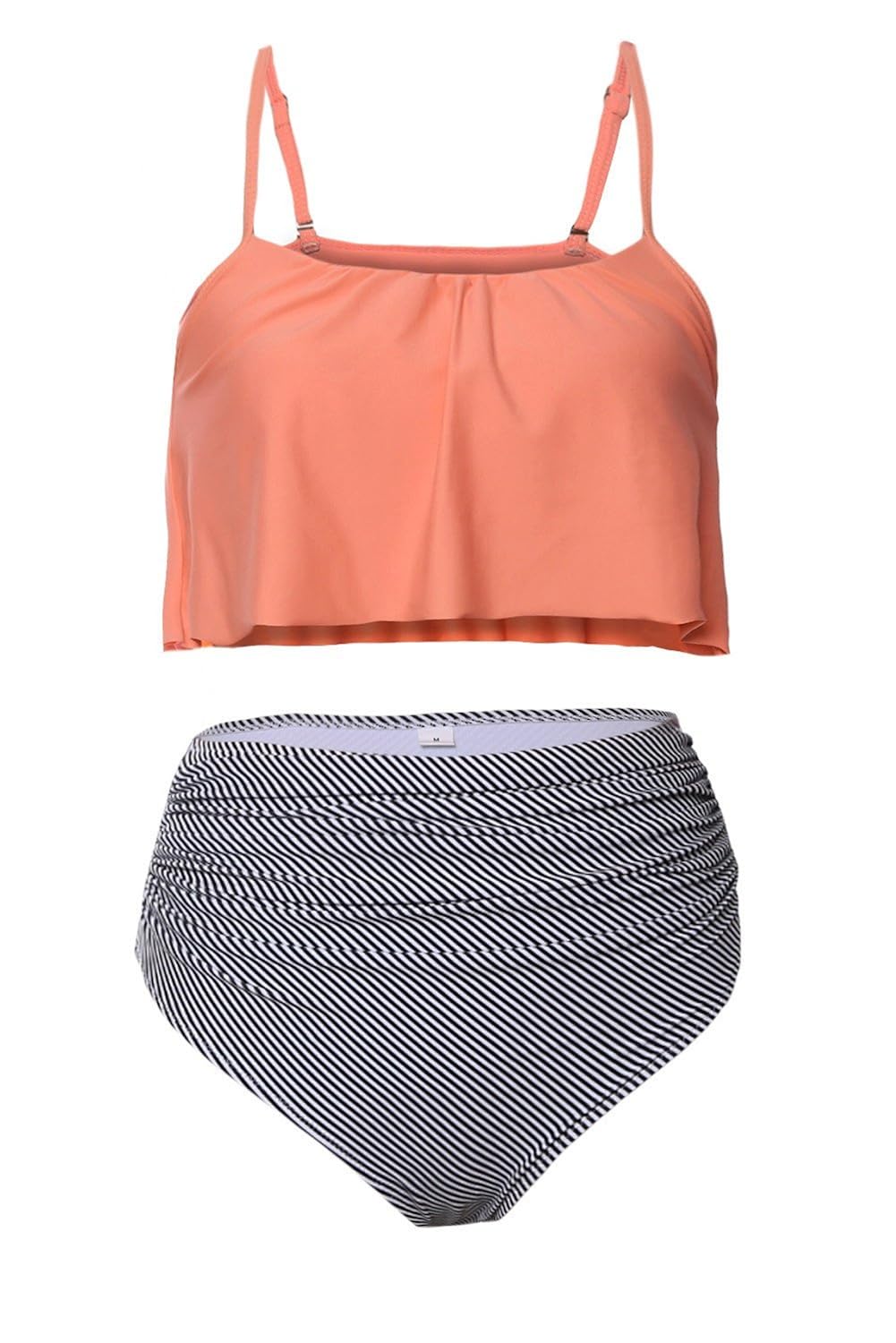 boldgal girl's bathing swim glowing high waist bikini (orange)