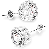 KETRYEP Black Studs Earrings for Men Cubic Zirconia Emerald Garnet Earrings for Women Unique Cuban Link Styled Hypoallergenic Jewelry