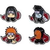 Naruto Akatsuki Itachi Obito Kisame Nagato Red Cloud Embossed Anime Manga Enamel Pin 4 Pack