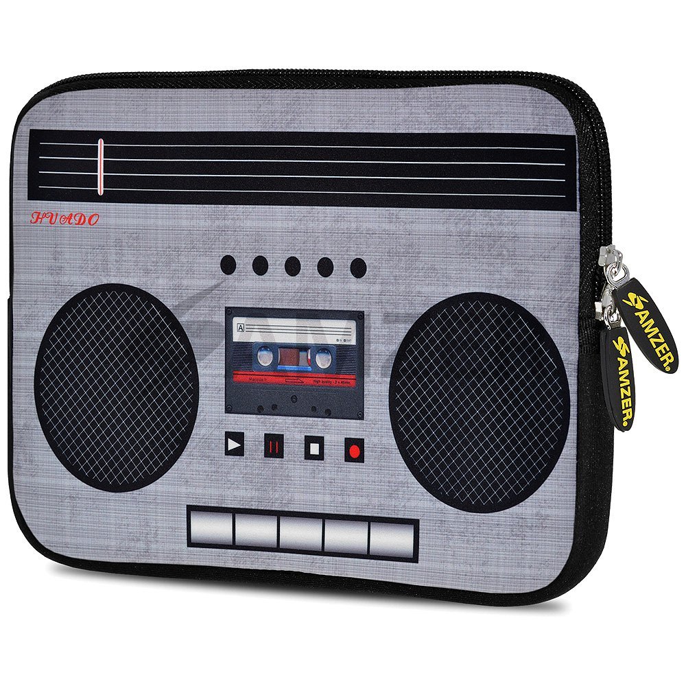 Amzer Grey Trendy Player Design Neoprene Soft Sleeve for Up to 7.75 inch Tablet
