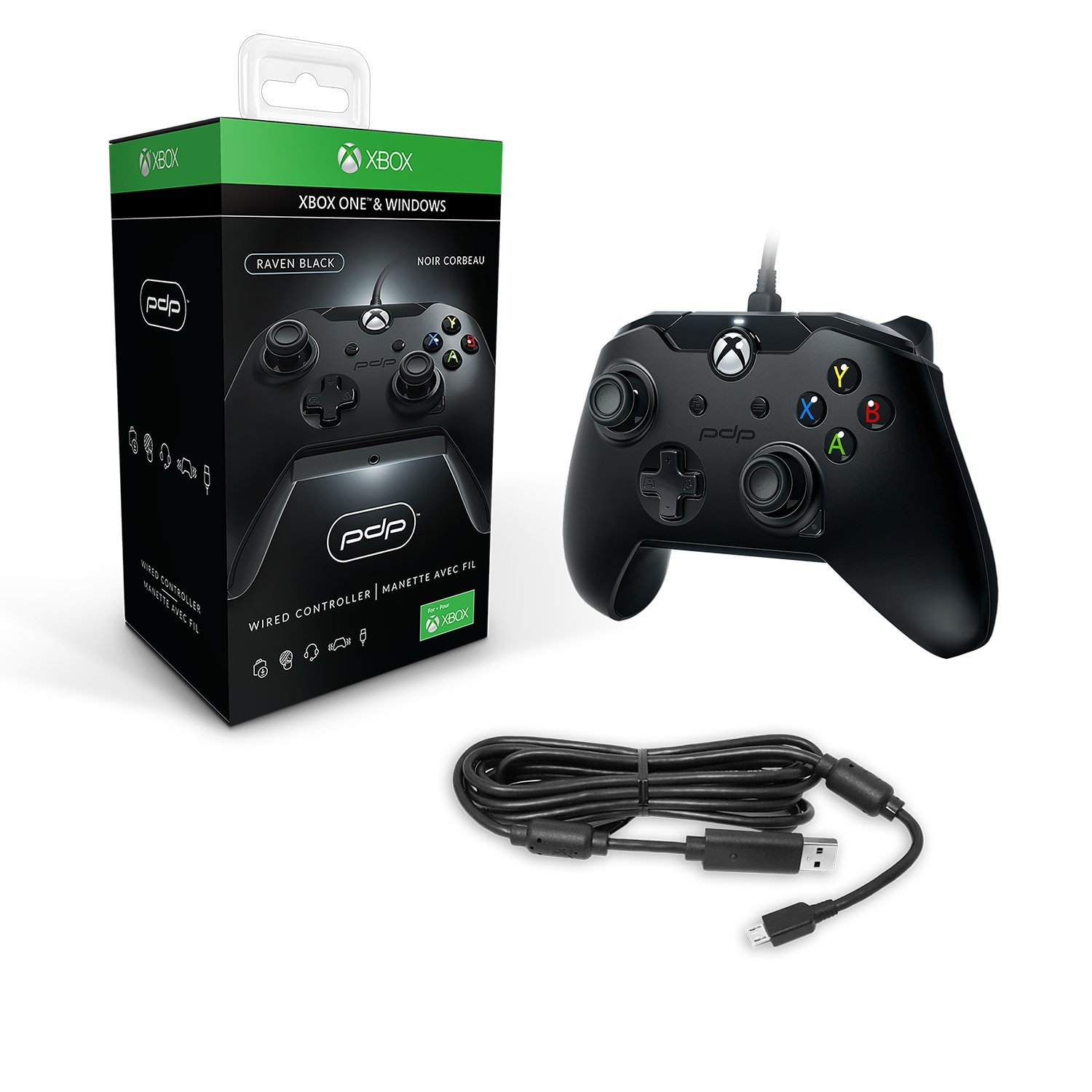 PDP Wired Controller for Xbox One - Black - Xbox One: Video Games